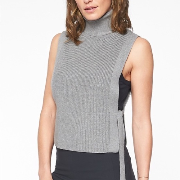 Athleta DOUBLETIME TURTLENECK SWEATER TANK grey M - Picture 1 of 5